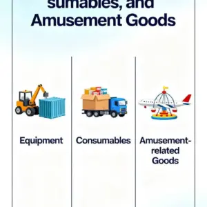 Import and export of equipment, consumables, and amusement-related goods