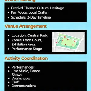 Organization of large-scale public events (festivals, fairs)
